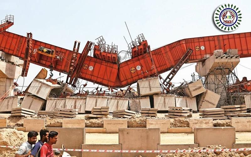 UNDER CONSTRUCTION FLYOVER COLLAPSES IN HARYANA INJURING THREE WORKERS